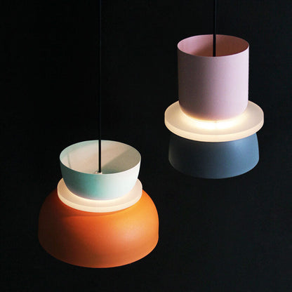 Nordic Colorful Macaron Pendant Light – Two-Tone Scandinavian Hanging Lamp, E26 Bulb, 3 Sizes for Dining, Kitchen & Kids Room