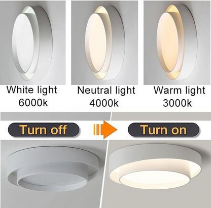 Modern Nordic Round LED Ceiling Light – Minimalist Flush Mount Fixture in Black or White, 40 to 60 cm for Living Room & Bedroom