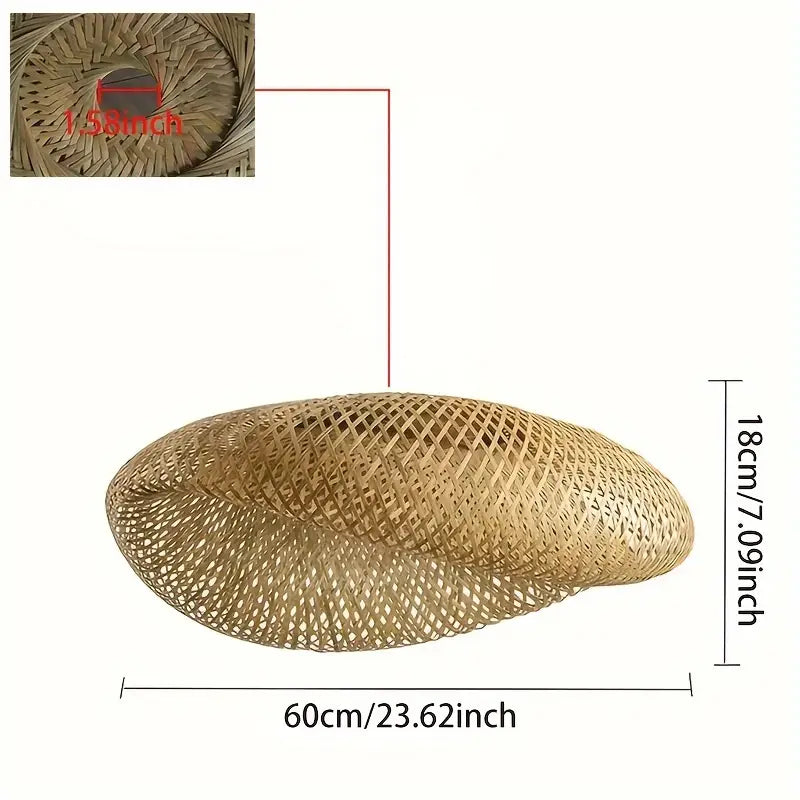 BambooBoho Large Handwoven Rattan Pendant Lampshade – 24 Inch Natural Woven Bamboo Hanging Light for Dining & Kitchen Island
