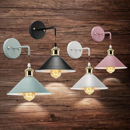 Modern Industrial Metal Wall Sconce Set of 2 – Oil-Rubbed Finish Wall Light Fixtures for Bedroom, Hallway & Cafe