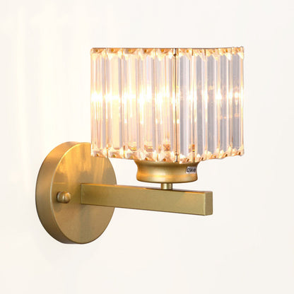 Modern Crystal Glass & Iron Wall Sconce – Round or Square Luxury Wall Light in Black or Gold, 15 x 24 cm, Bedroom & Hallway