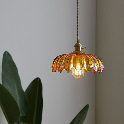 Vintage Flower Glass Pendant Light – Colorful Floral Hanging Lamp for Kitchen Island, Dining Room & Bedroom