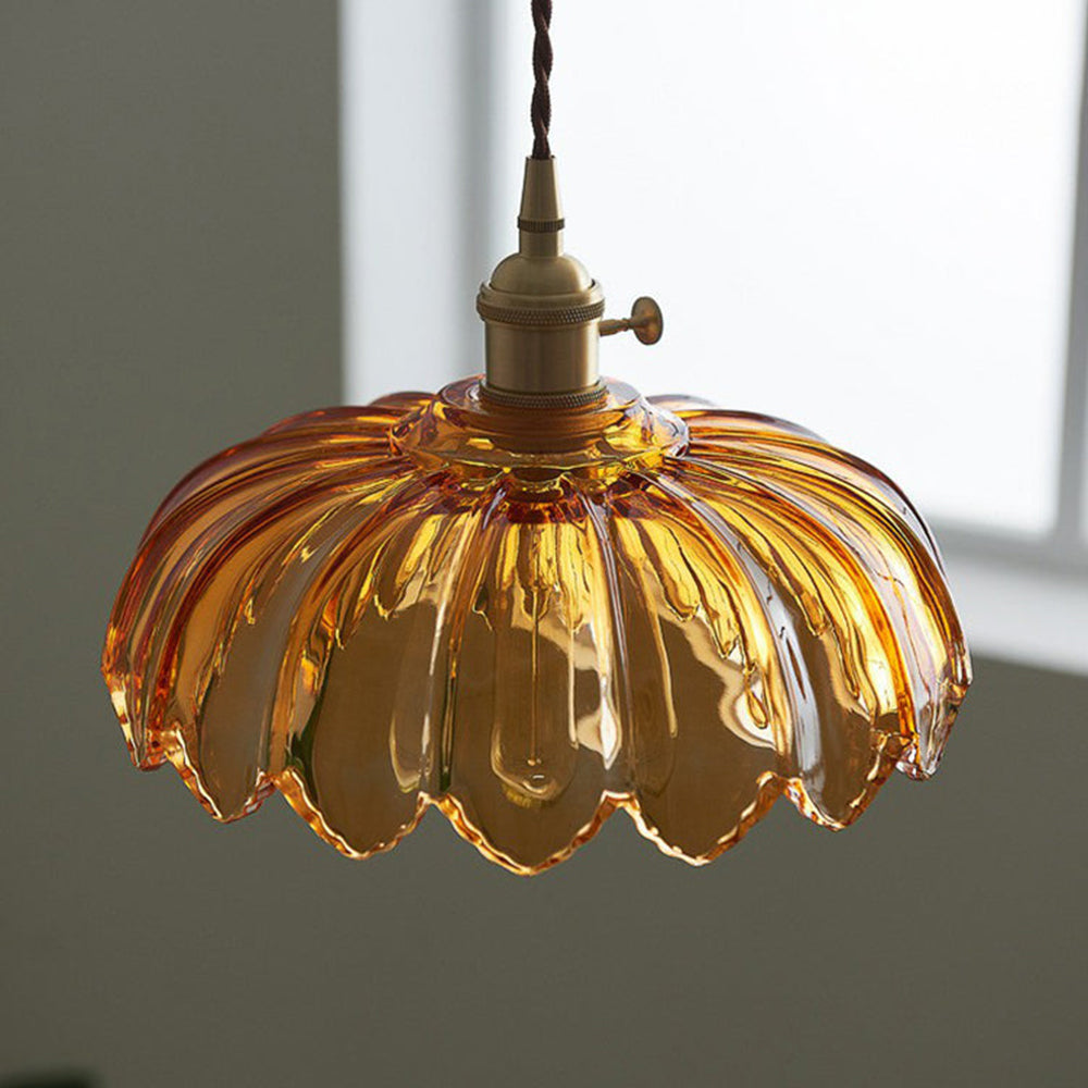 Vintage Flower Glass Pendant Light – Colorful Floral Hanging Lamp for Kitchen Island, Dining Room & Bedroom