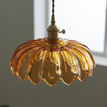Vintage Flower Glass Pendant Light – Colorful Floral Hanging Lamp for Kitchen Island, Dining Room & Bedroom