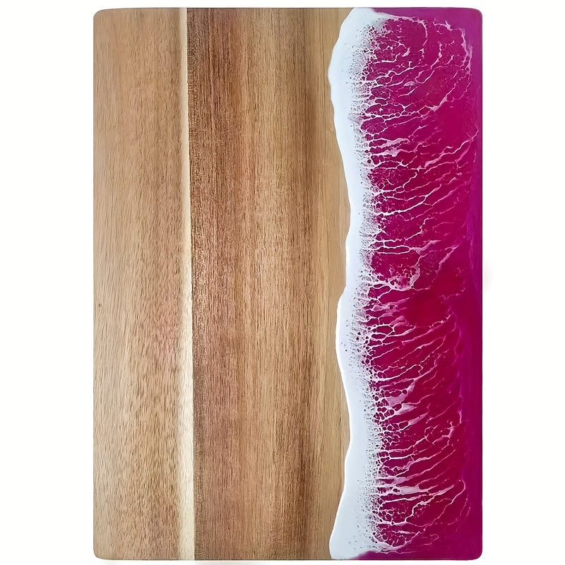 Ocean Wave Resin & Acacia Wood Cutting Board – Handcrafted Cheese, Charcuterie & Serving Board with River Resin Design