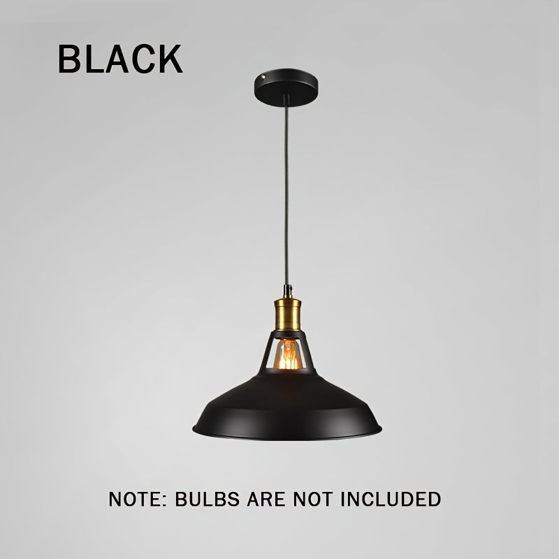 Industrial Metal Pendant Light – Retro Loft Matte Dome Hanging Lamp with Brass Accent, 100 cm Adjustable Cable, Black or White