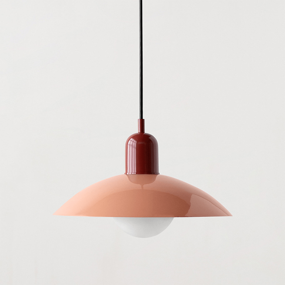 Macaron Bauhaus Dome Pendant Light – Two-Tone Colorful Modern Hanging Lamp for Kitchen, Dining, Kids Room & Cafe