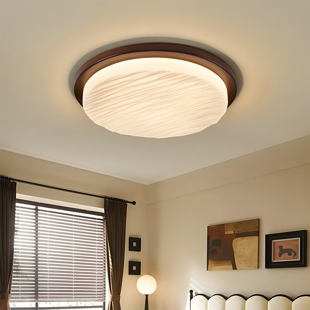 Art Deco LED Flush Mount Ceiling Light – Sculpted Glass Geometric Vintage Fixture, 30 to 53 cm, Warm or Cool White