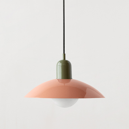 Macaron Bauhaus Dome Pendant Light – Two-Tone Colorful Modern Hanging Lamp for Kitchen, Dining, Kids Room & Cafe