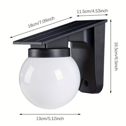 Smart Dimmable Solar Globe LED Wall Light – IP65 Outdoor Dusk-to-Dawn Sensor Wall Lamp, No Wiring for Fence, Patio & Garden