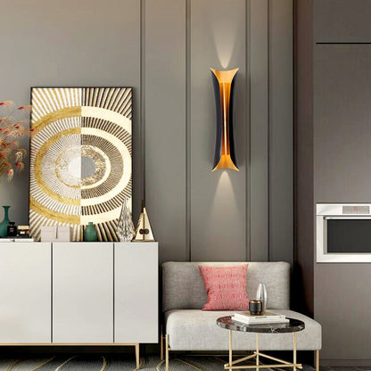 Modern Curl Black Metal Wall Sconce – Up & Down Two-Bulb Sculptural Indoor Wall Light, 33 to 76 cm for Bedroom & Hallway