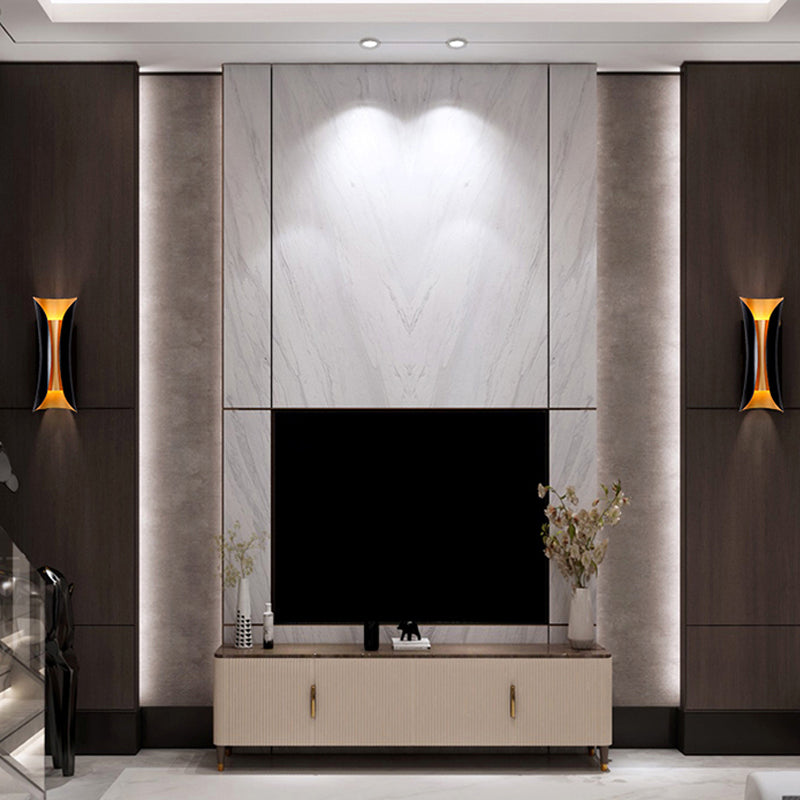 Modern Curl Black Metal Wall Sconce – Up & Down Two-Bulb Sculptural Indoor Wall Light, 33 to 76 cm for Bedroom & Hallway