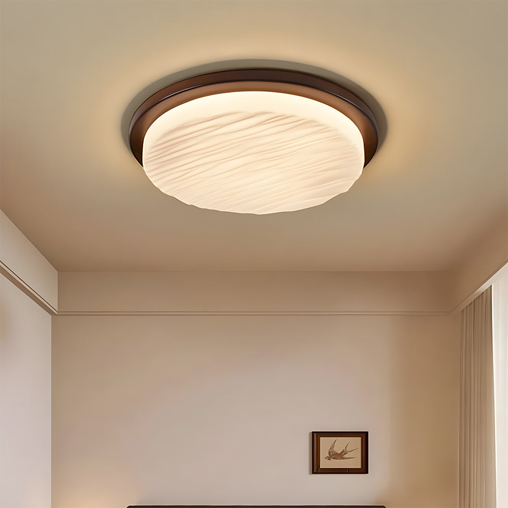 Art Deco LED Flush Mount Ceiling Light – Sculpted Glass Geometric Vintage Fixture, 30 to 53 cm, Warm or Cool White