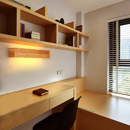 Modern Wooden LED Wall Sconce – Minimalist Wood & Acrylic Linear Wall Light, 35 or 45 cm, Warm or Cool White