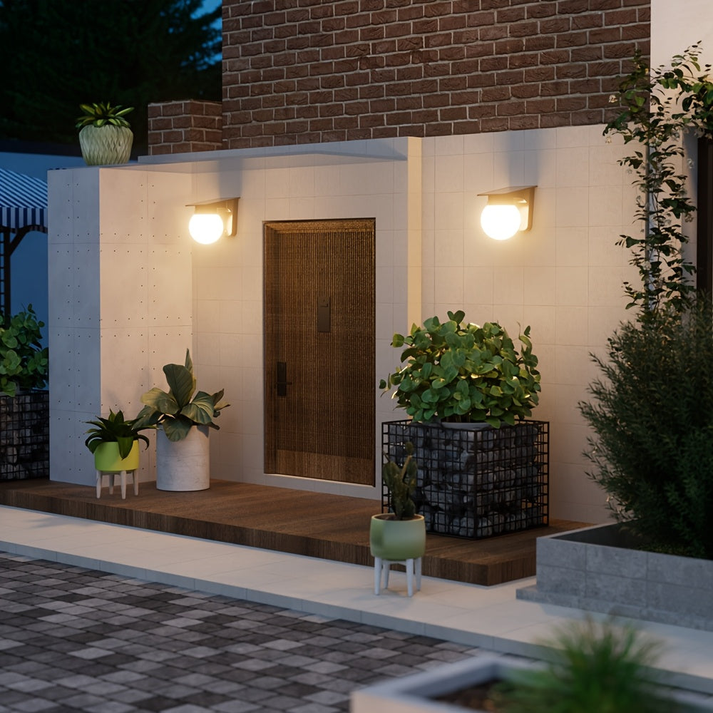 Smart Dimmable Solar Globe LED Wall Light – IP65 Outdoor Dusk-to-Dawn Sensor Wall Lamp, No Wiring for Fence, Patio & Garden