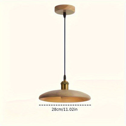 Nordic Solid Wood Pendant Light – Scandinavian Wooden Lampshade Ceiling Lamp in Walnut or Natural Wood for Dining & Kitchen