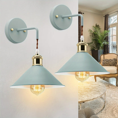 Modern Industrial Metal Wall Sconce Set of 2 – Oil-Rubbed Finish Wall Light Fixtures for Bedroom, Hallway & Cafe