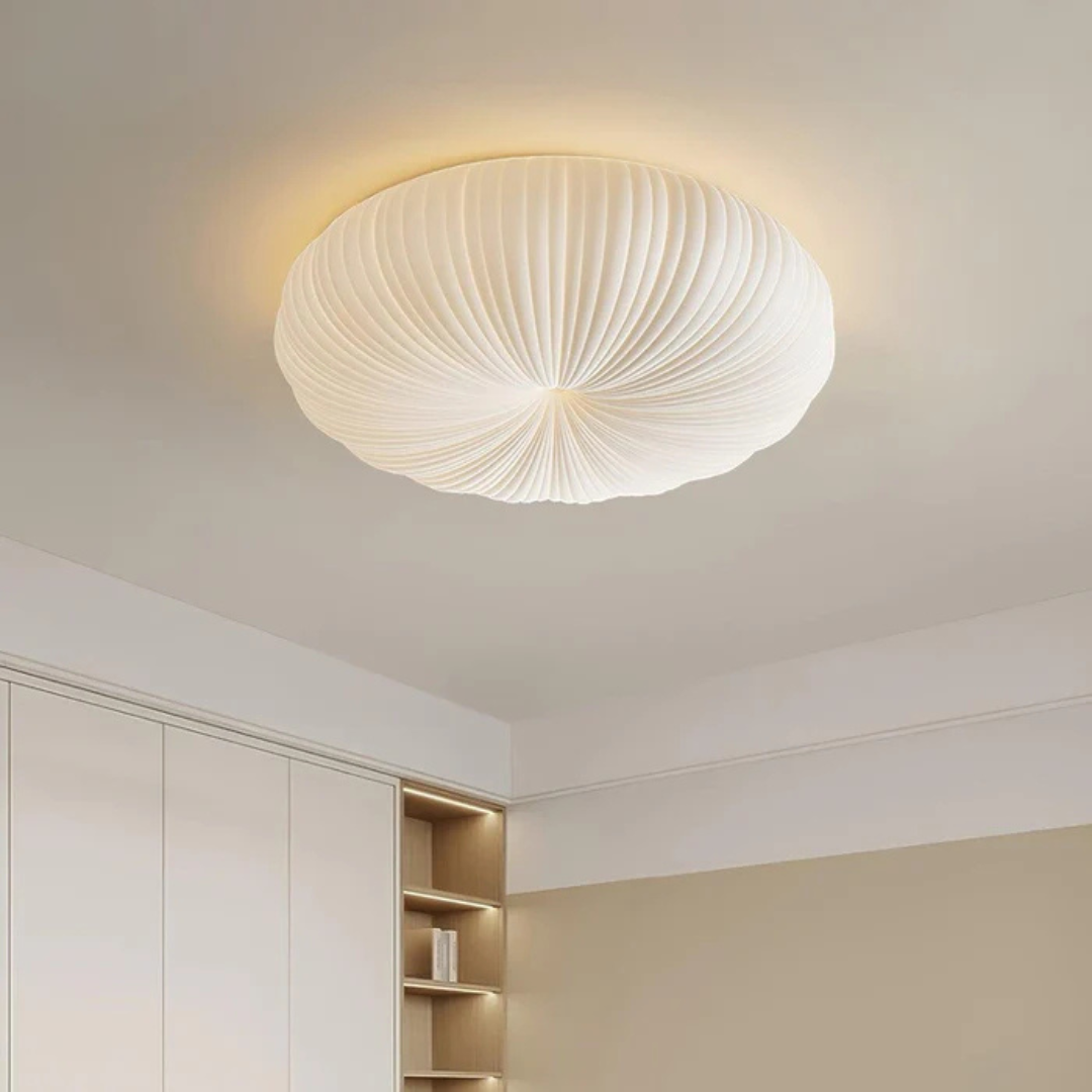 Olara Pleated Acrylic LED Ceiling Light – Modern Sculptural Flush Mount, Glare-Free Light for Bedroom, Living Room & Hallway
