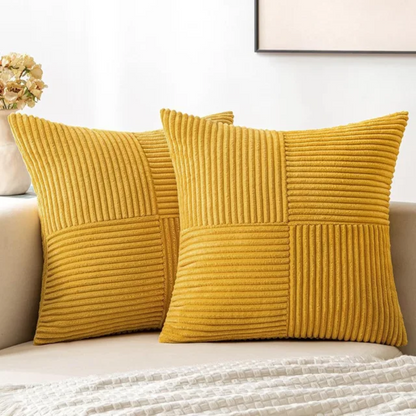 Luxury Corduroy Striped Cushion Covers – Soft Textured Throw Pillow Covers, Modern Decorative Sofa & Bed Pillowcases