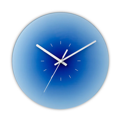 Sunset Gradient Glass Wall Clock – Silent Modern Tempered Glass Clock in Orange, Blue or Purple, With or Without Numbers