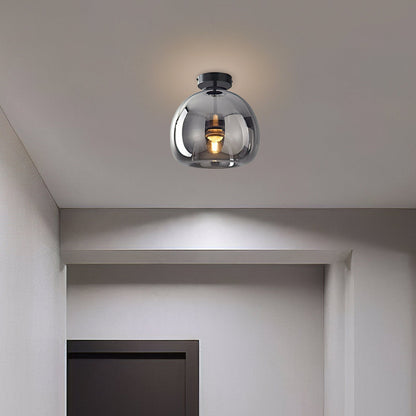 Vintage Amber Bubble Glass Ceiling Light – Retro Mid-Century Semi-Flush Lamp in Gold or Black for Hallway, Bedroom & Dining