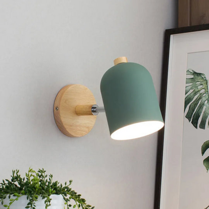 Drelis Scandinavian Wooden Wall Lamp – Minimalist Wood Base Wall Sconce with Matte Shade, Warm or Cool White, 4 Colors