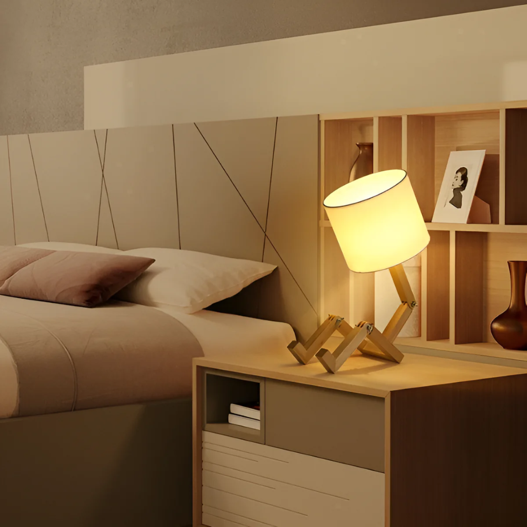 Rilna Flexible Wooden Figure Table Lamp – Adjustable Poseable Solid Wood Desk Lamp, Playful Decor Light for Kids & Adults