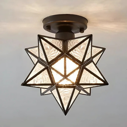 Xelio Star LED Ceiling Light – Geometric Star-Shaped Frosted Glass Fixture in Gold or Black for Bedroom, Hallway & Kids Room