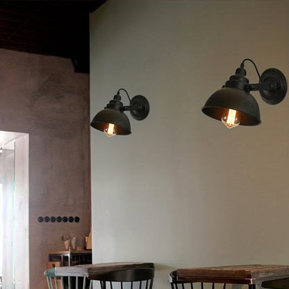Industrial Vintage Adjustable Wall Sconce – Retro Matte Black Metal Swing Arm Wall Light for Bedroom, Hallway & Cafe