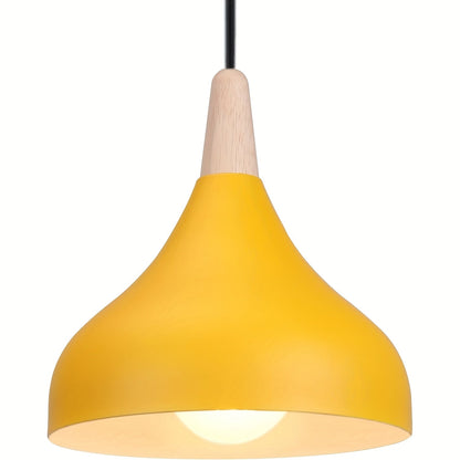 Modern Teardrop Metal & Wood Pendant Light – Scandinavian Hanging Lamp with 100 cm Adjustable Cord in 9 Colors