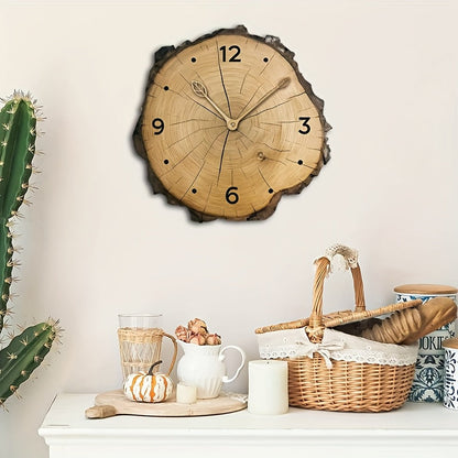 Rustic Wood Slice Wall Clock – Silent Non-Ticking Natural Log-Inspired Clock, Farmhouse Cabin Decor for Living Room & Kitchen