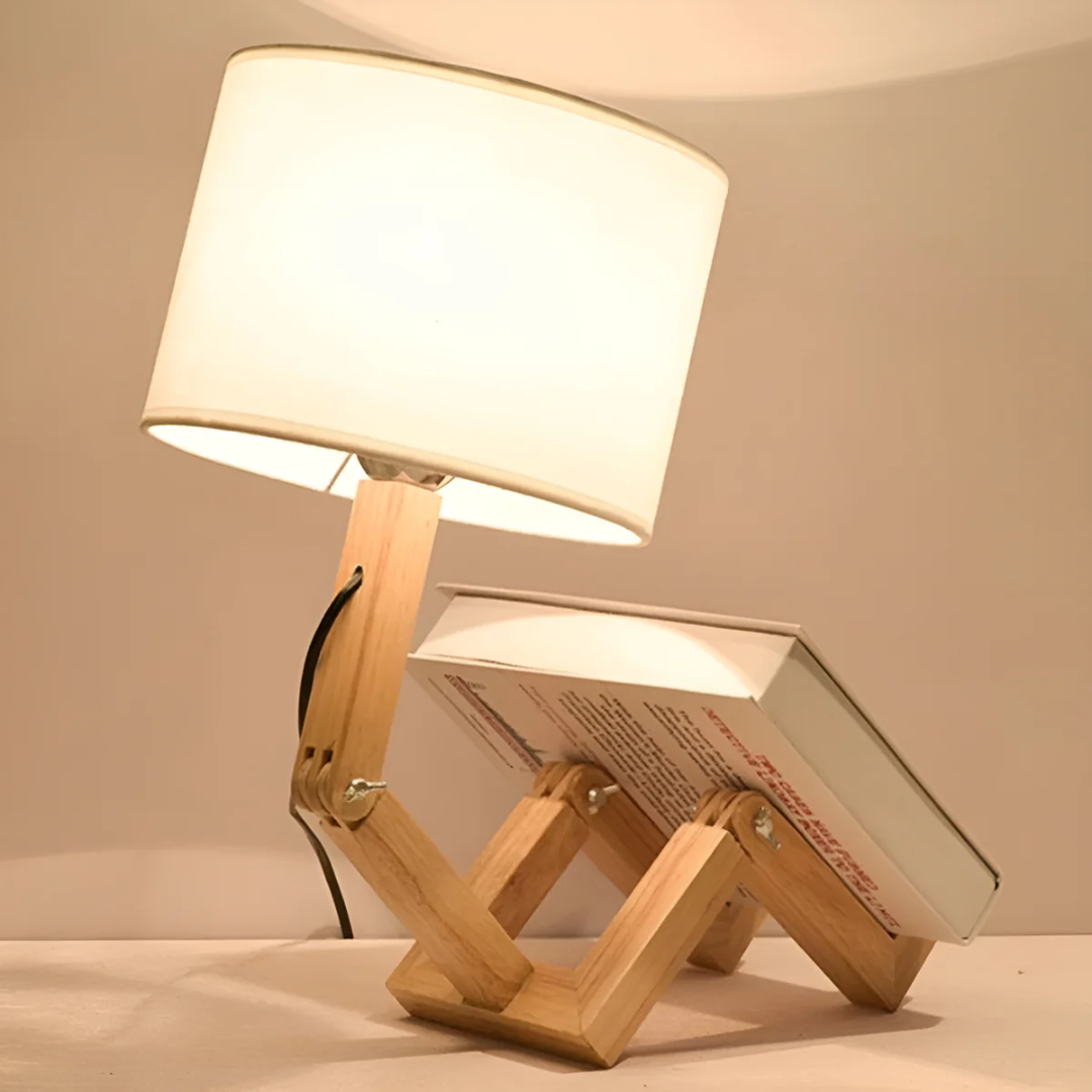Rilna Flexible Wooden Figure Table Lamp – Adjustable Poseable Solid Wood Desk Lamp, Playful Decor Light for Kids & Adults