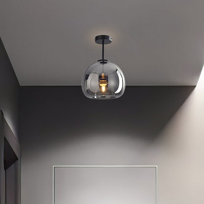 Vintage Amber Bubble Glass Ceiling Light – Retro Mid-Century Semi-Flush Lamp in Gold or Black for Hallway, Bedroom & Dining
