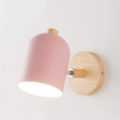Drelis Scandinavian Wooden Wall Lamp – Minimalist Wood Base Wall Sconce with Matte Shade, Warm or Cool White, 4 Colors