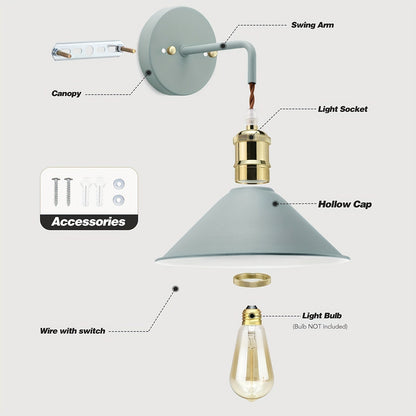 Modern Industrial Metal Wall Sconce Set of 2 – Oil-Rubbed Finish Wall Light Fixtures for Bedroom, Hallway & Cafe