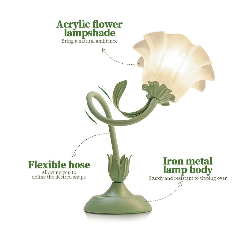 Floral USB Table Lamp – Flower-Inspired Shade Decorative Accent Light with Soft Warm Glow for Bedroom & Reading Corner