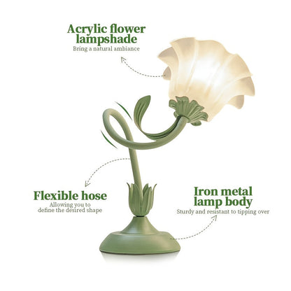 Floral USB Table Lamp – Flower-Inspired Shade Decorative Accent Light with Soft Warm Glow for Bedroom & Reading Corner
