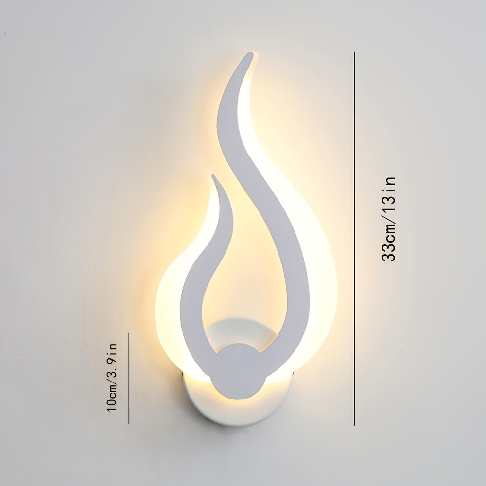 Modern Flame LED Wall Light – Sculptural Acrylic 10W Warm White 3000K Wall Sconce, Left or Right Facing