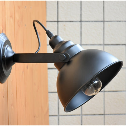 Industrial Vintage Adjustable Wall Sconce – Retro Matte Black Metal Swing Arm Wall Light for Bedroom, Hallway & Cafe
