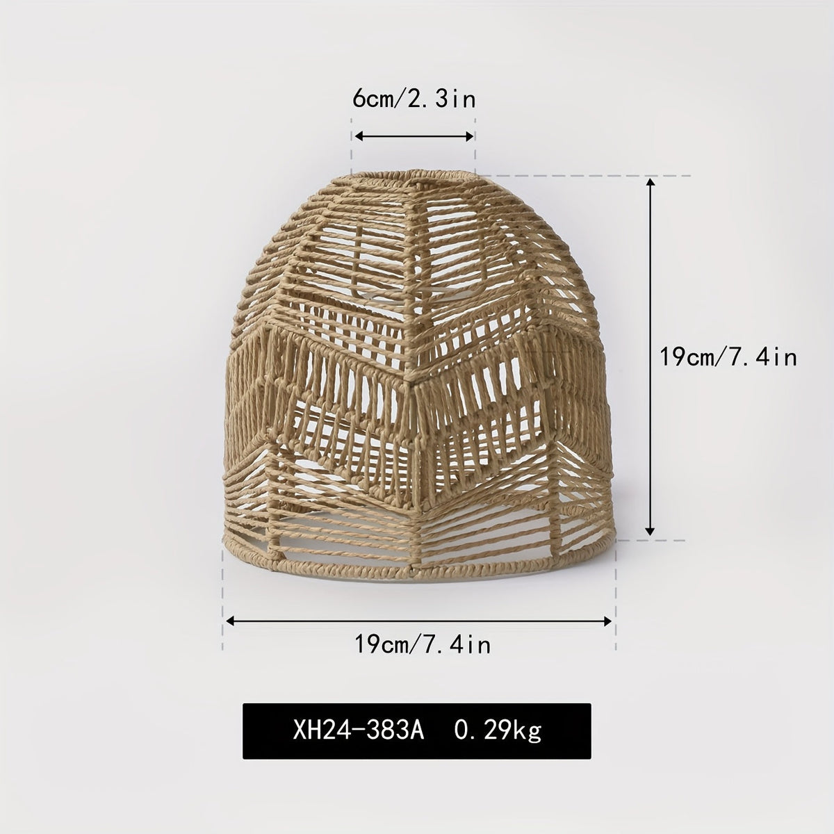 Handwoven Rope Dome Pendant Light Shade – Rustic Farmhouse Coastal Woven Lampshade Chandelier in White, Brown or Black
