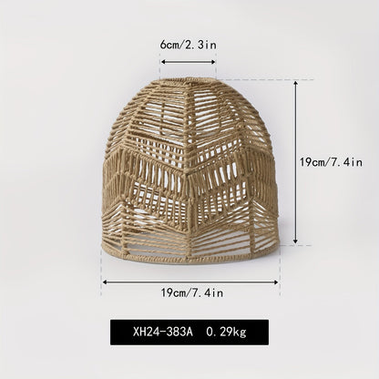 Handwoven Rope Dome Pendant Light Shade – Rustic Farmhouse Coastal Woven Lampshade Chandelier in White, Brown or Black