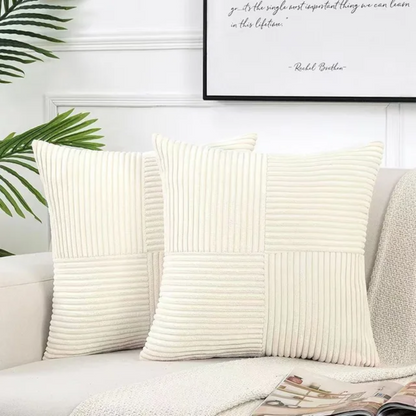 Luxury Corduroy Striped Cushion Covers – Soft Textured Throw Pillow Covers, Modern Decorative Sofa & Bed Pillowcases