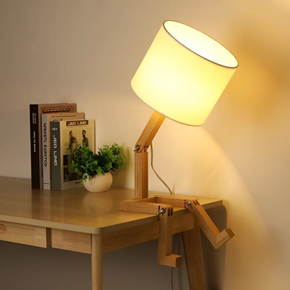 Rilna Flexible Wooden Figure Table Lamp – Adjustable Poseable Solid Wood Desk Lamp, Playful Decor Light for Kids & Adults