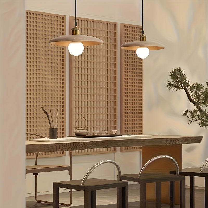 Nordic Solid Wood Pendant Light – Scandinavian Wooden Lampshade Ceiling Lamp in Walnut or Natural Wood for Dining & Kitchen