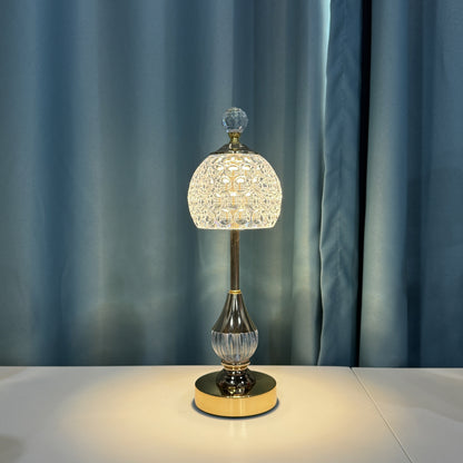 Crystal Touch Rechargeable LED Table Lamp – Cordless Dimmable Bedside Light with Gold Base, Elegant Luxury Accent Lamp