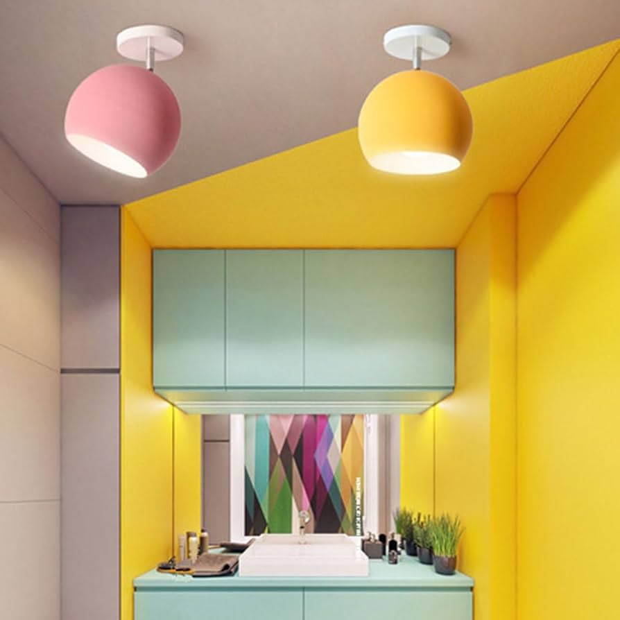 Nordic Macaron Mini Ceiling Light – Modern Round Aluminum Pastel Pendant Lamp, 15 cm for Bedroom, Hallway & Kids Room