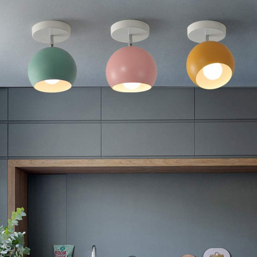 Nordic Macaron Mini Ceiling Light – Modern Round Aluminum Pastel Pendant Lamp, 15 cm for Bedroom, Hallway & Kids Room