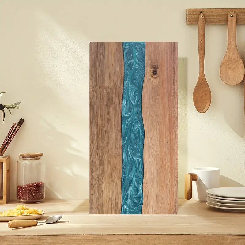Resin River Acacia Wood Cutting Board – Handcrafted 46 x 23 cm Charcuterie & Cheese Serving Board with Blue Resin Design