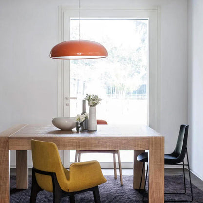Lira Art Deco Metal Dome Pendant Light – Dimmable Modern Hanging Lamp in Orange, Black, White or Wine Red, 35 or 45 cm
