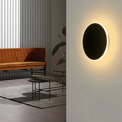Minimalist Round LED Wall Light – Sleek Nordic 20 cm Warm White Wall Sconce in Black, White or Grey for Hallway & Stairs